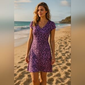 Athleta Womens Purple Nectar Faux Wrap Dress Size M Activewear Outdoor Swim Hike